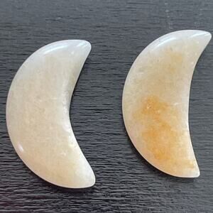 Yellow Hematoid Quartz Crystal Moon Set